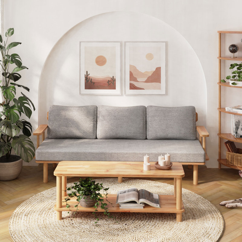 Austin Modern Solid Wood Rectangular Coffee Table with Storage Shelf – Sleek & Versatile, 17.4'' H x 47.2'' L x 15'' W