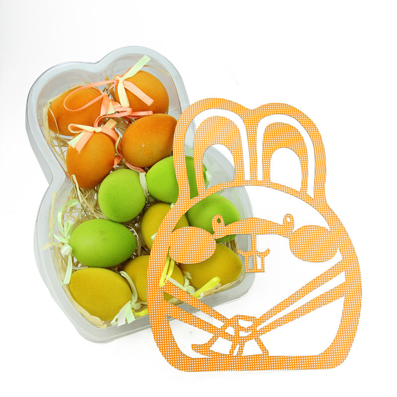 Ensemble de 12 décorations pour œufs de Pâques orange et vertes Club 2,5 po