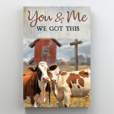 «Cow You And Me We Got This - 1 pièce Rectangle Gra Cow You and Me We Got This - 1 pièce, reproduction d'art graphique sur toile tendue