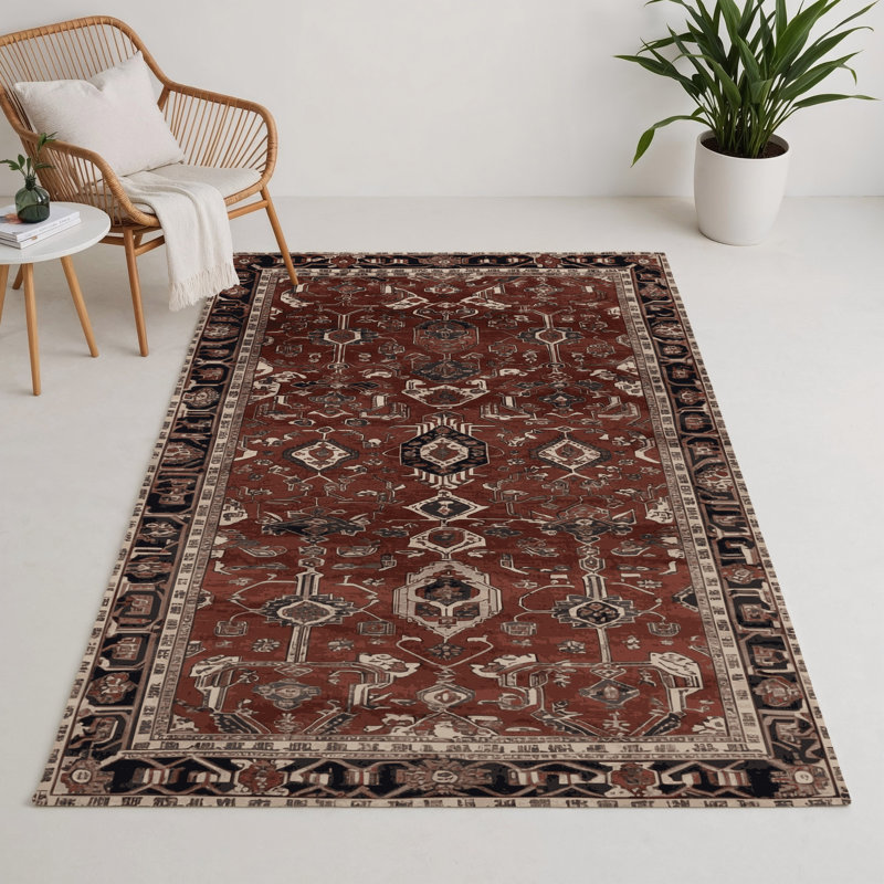 Tapis d'intérieur et d'extérieur noir Persian, Rectangulaire 3 pi x 5 pi