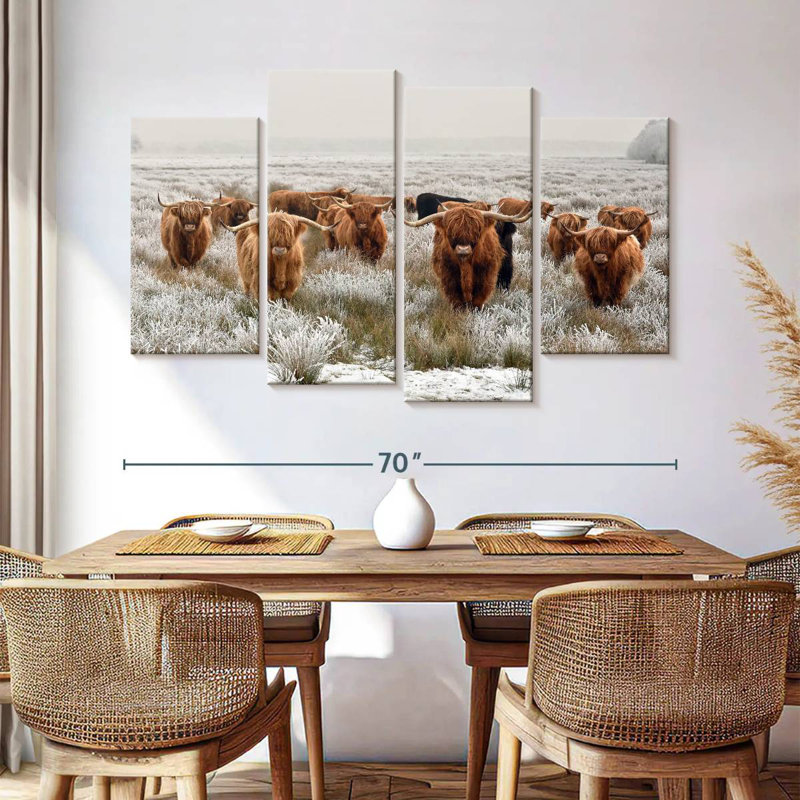 Winter Highland Cows, 42" H x 68" W