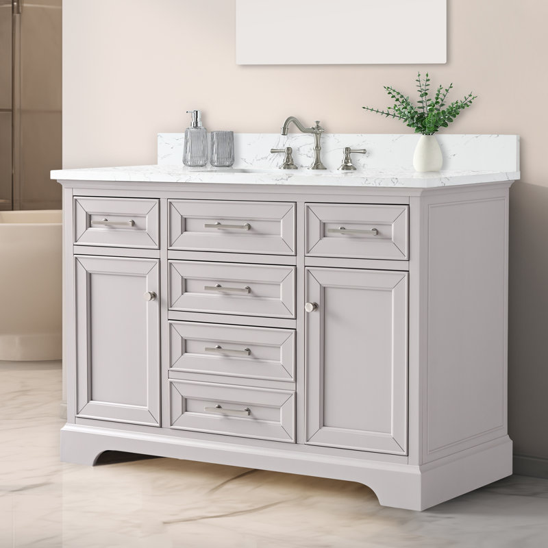 Lisette 48" Single Bathroom Vanity Set, Taupe/Brushed Nickel