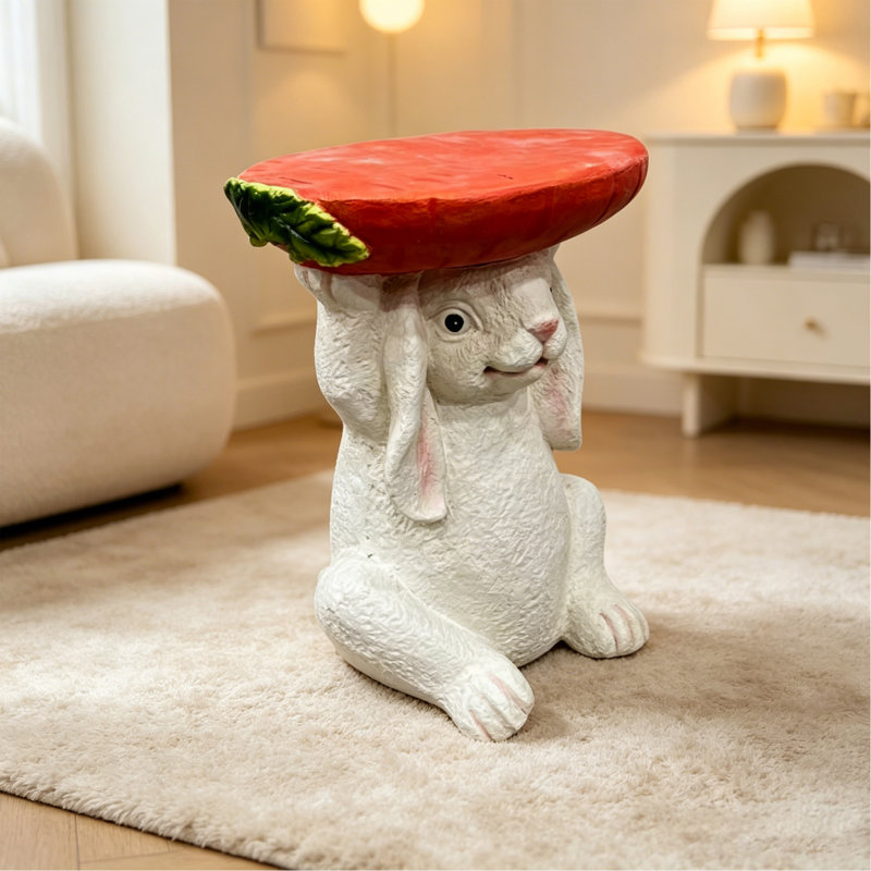 Table d'appoint en lapin 13,39 "x l 11,61" avec plateau de carotte, joli support pour plante d'intérieur et d'extérieur