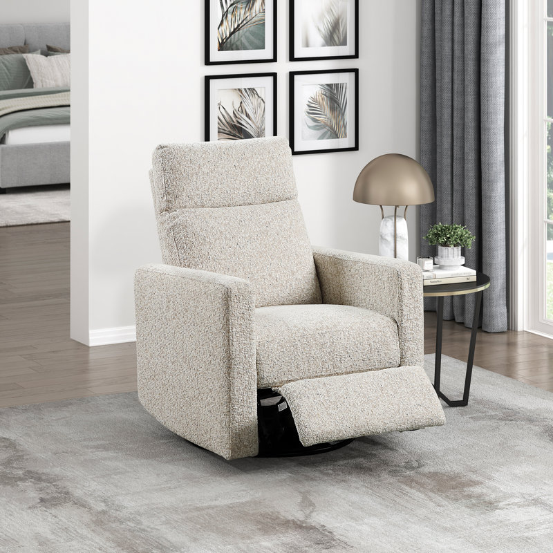 Fauteuil inclinable et pivotant en tissu de chenille moderne et contemporain de 30 po Kemontez avec pivotement à 360 degrés et mouvement doux