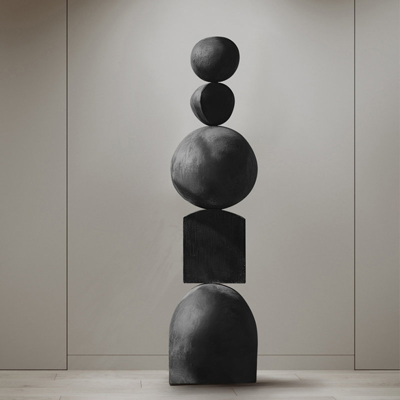 Black Orb Solid wood Decorative Object