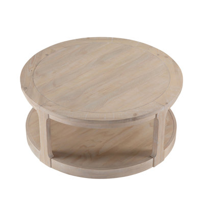 40" Coffee Table, 2-Tier Open Storage, Round Coffee Table
