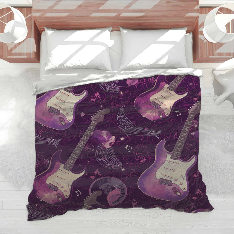 Purple Electric Guitars Comforter, King