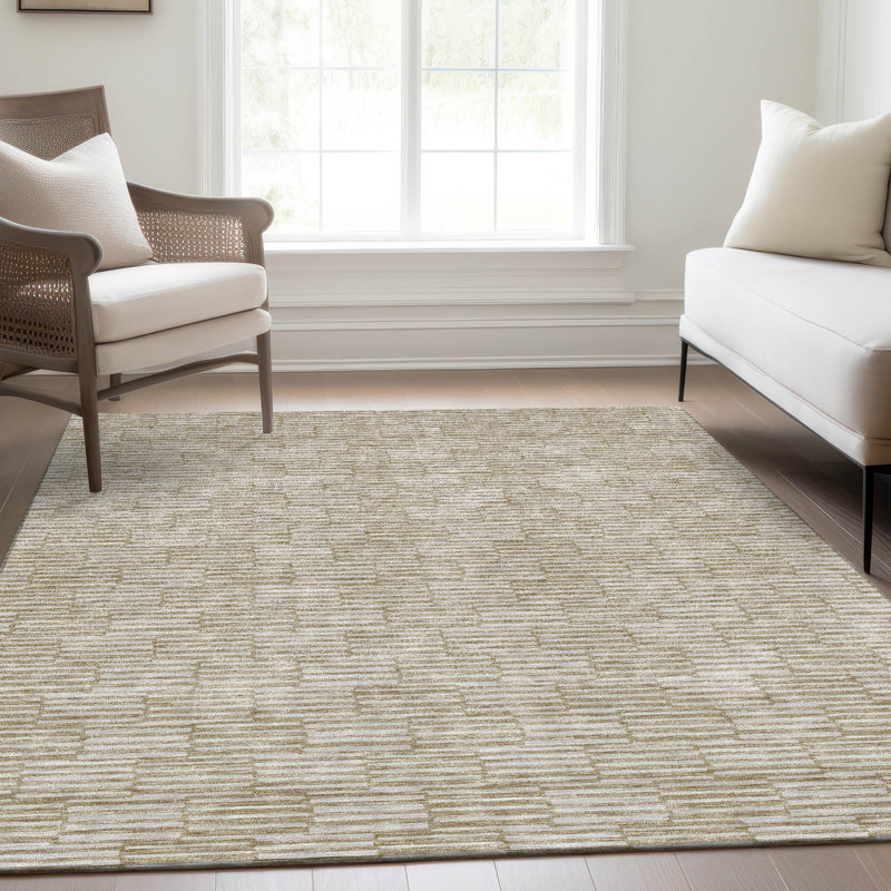 Premium Machine Washable Prisco Beige Rug, Rectangle 8' x 10'