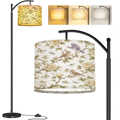  Lampe sur pied en arc Camélia fleur moineau arbres pinsons libellules papillons