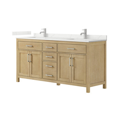 Beckett 72" Freestanding Double Bathroom Vanity with Quartz Top