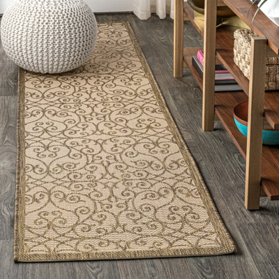 Haggerty Vintage Filigree Textured Weave Beige/Brown Indoor/Outdoor Rug