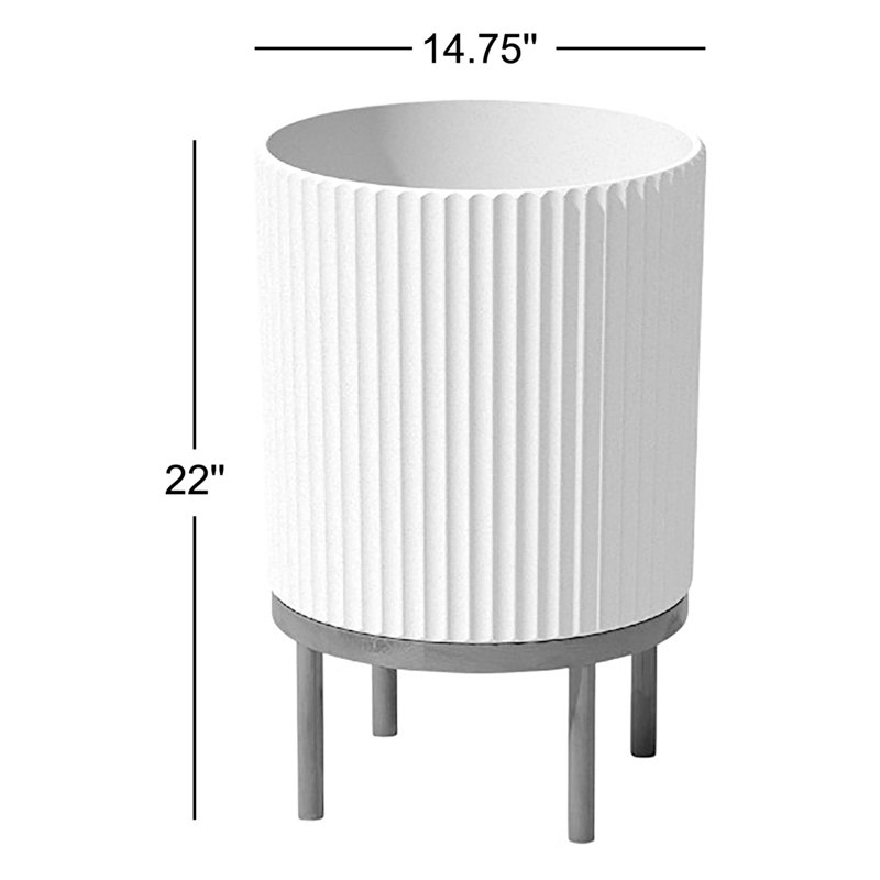 Jardinière Demi Series avec support, 2, H 22 po x l 14,75 po x P 14,75 po, Gris / Blanc