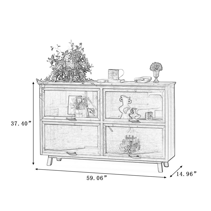 Modern Black Solid Wood Sideboard