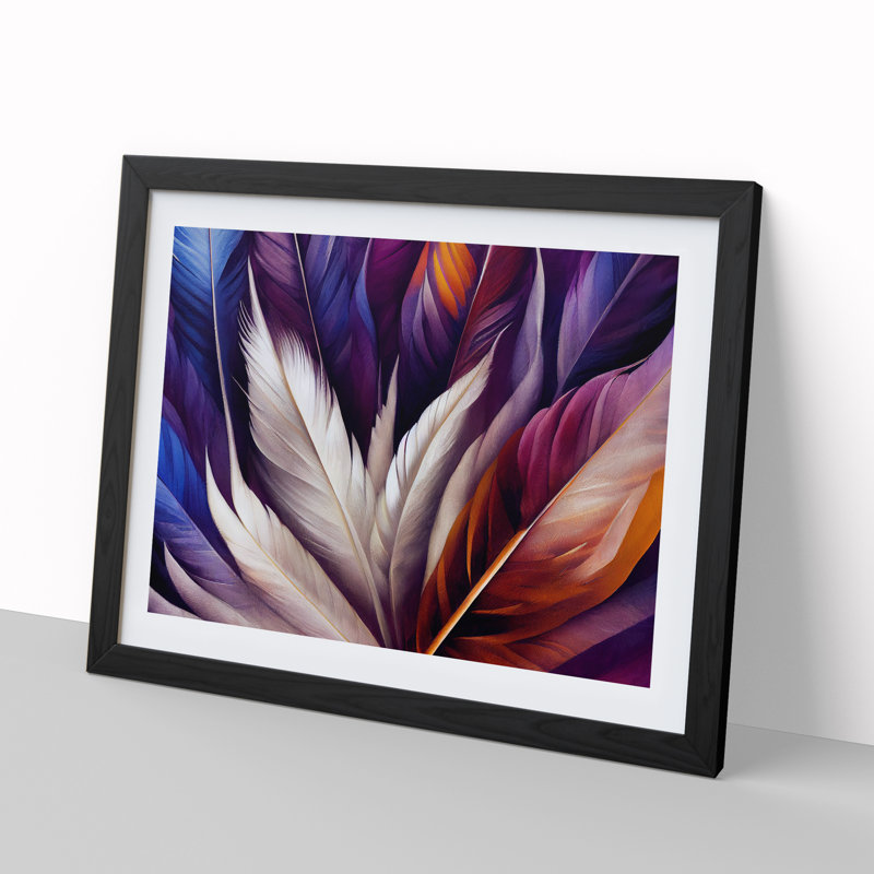 Exhilarating Bird Feathers - Single Picture Frame Painting, Black Framed, 46cm H x 64cm W x 2cm D