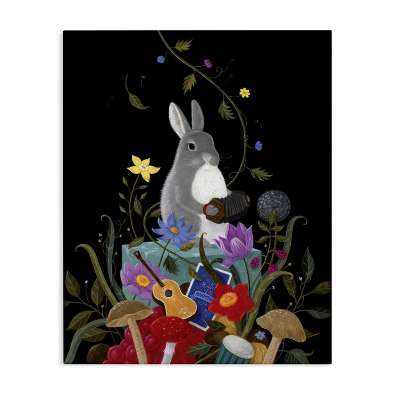 "Lapin avec collection musicale", art par Gina Matarazzo, H 20 po x l 16 po