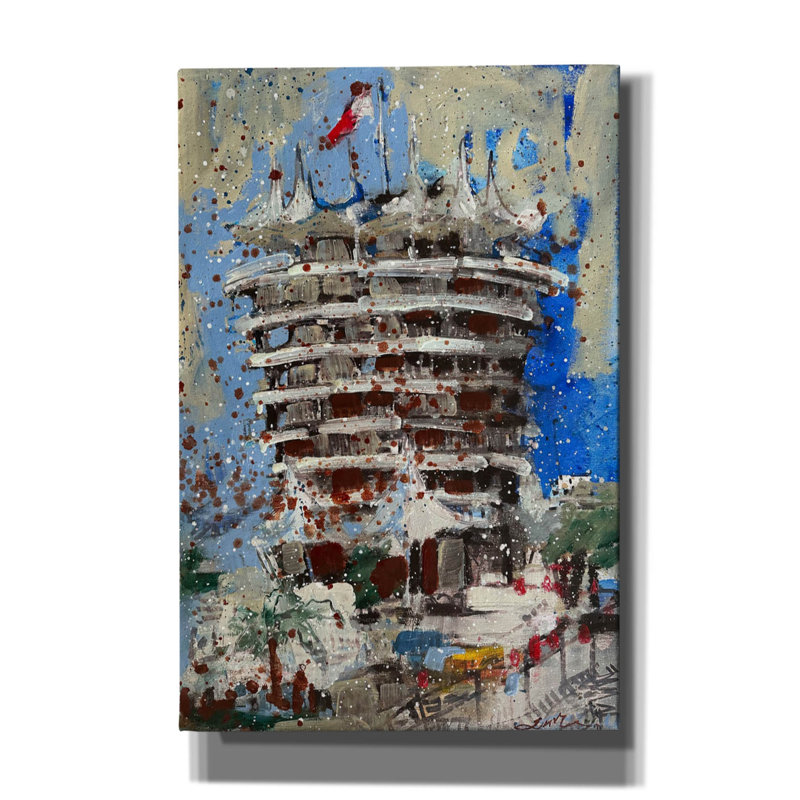 Toile épique «Bahrain Track Tower» par Erin McGee Ferrell, 12 po x 18 po, H 18 po x l 12 po