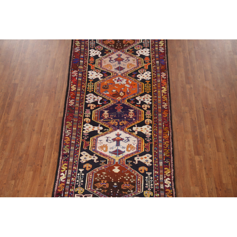 Tapis de couloir géométrique traditionnel 4x9