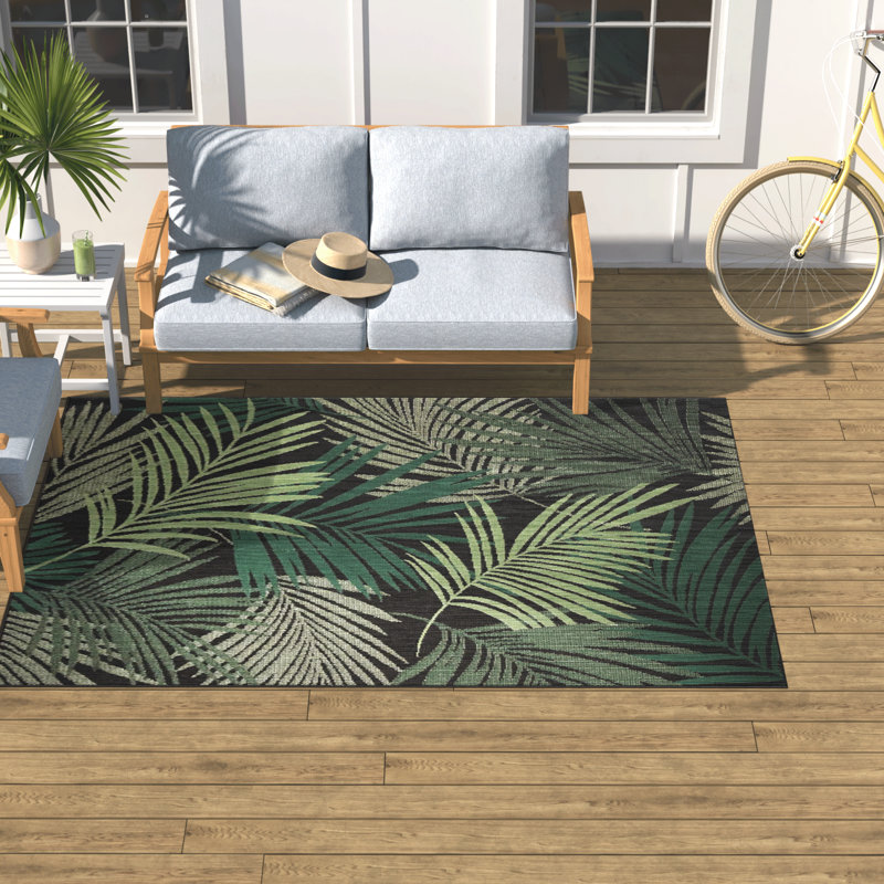 Deirdre Floral Machine Woven Outdoor Area Rug , Rectangle 4'7" x 6'7"