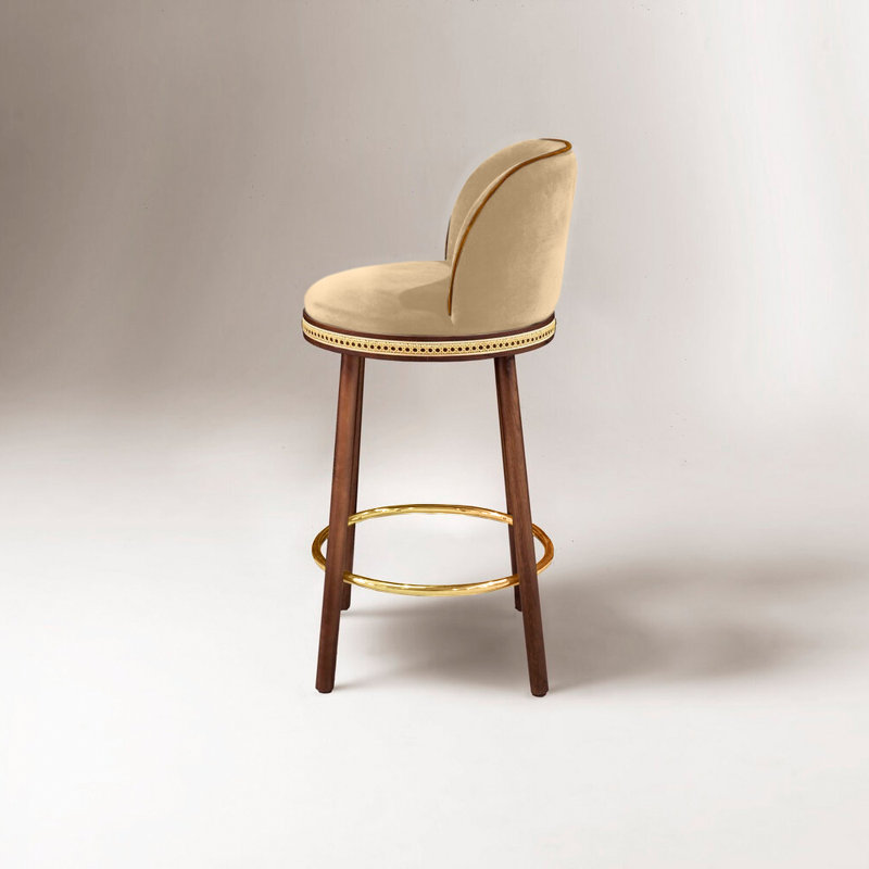 Alma Counter & Bar Stool, Dune, Polished Brass, Bar Stool (30" Seat Height)