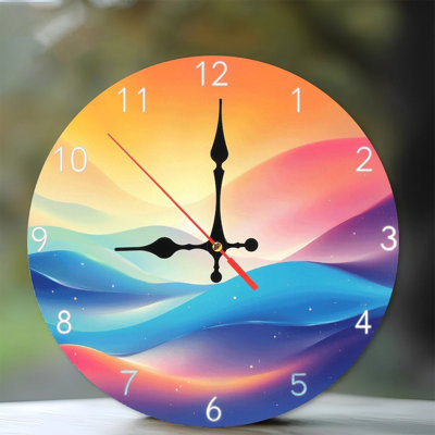 10" Round MDF Wall Clock with Silent Quartz Movement and No-Drill Hanging Hook