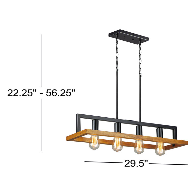 Luminaire suspendu linéaire à 4 lumières pour îlot de cuisine Mosher