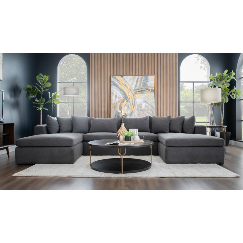 Teddy 140" 3 - Piece Upholstered Sectional, Gray Medium 100% Polyester