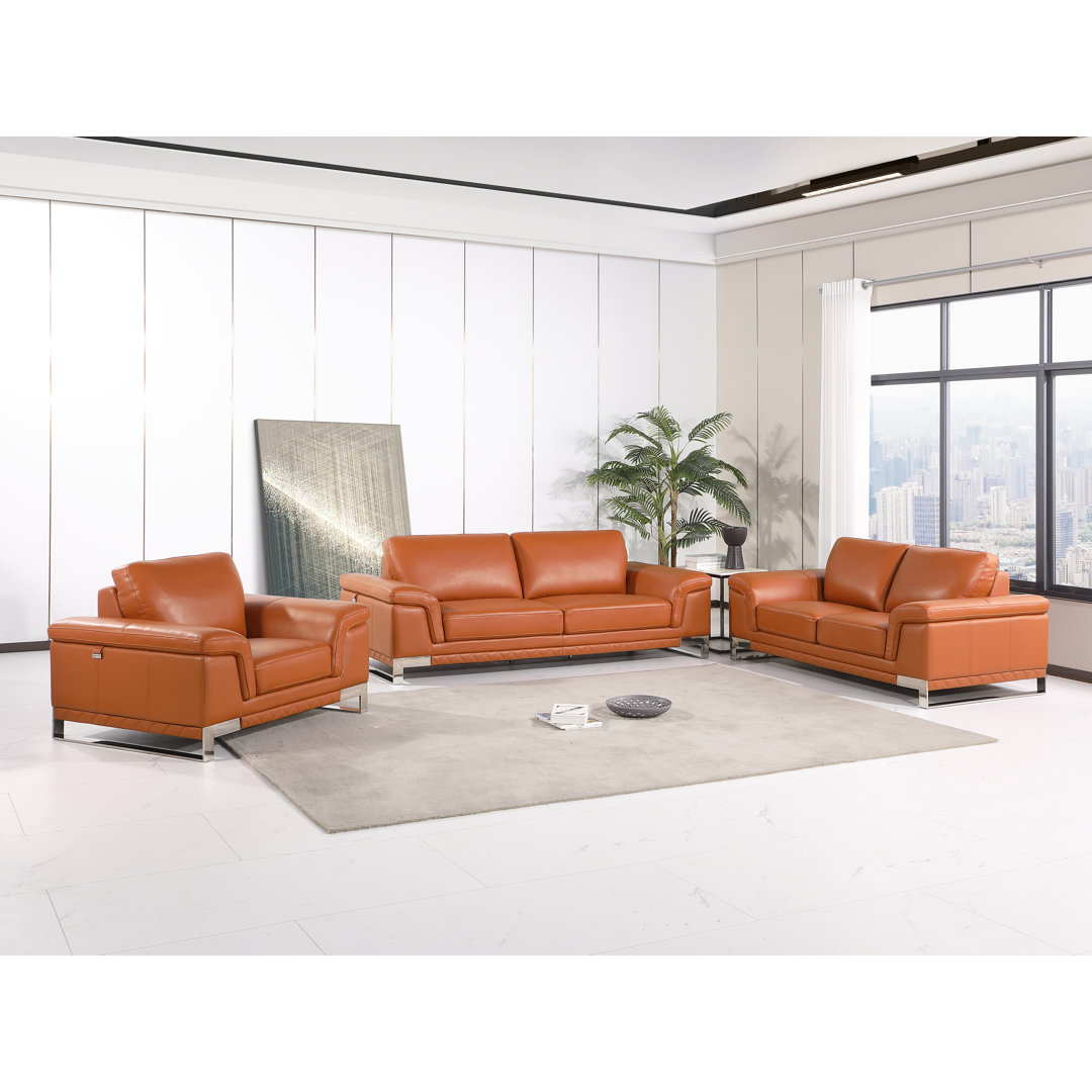 Hawkesbury Common Top Grain Italian Leather 3 Piece Living Room Set Orren Ellis 