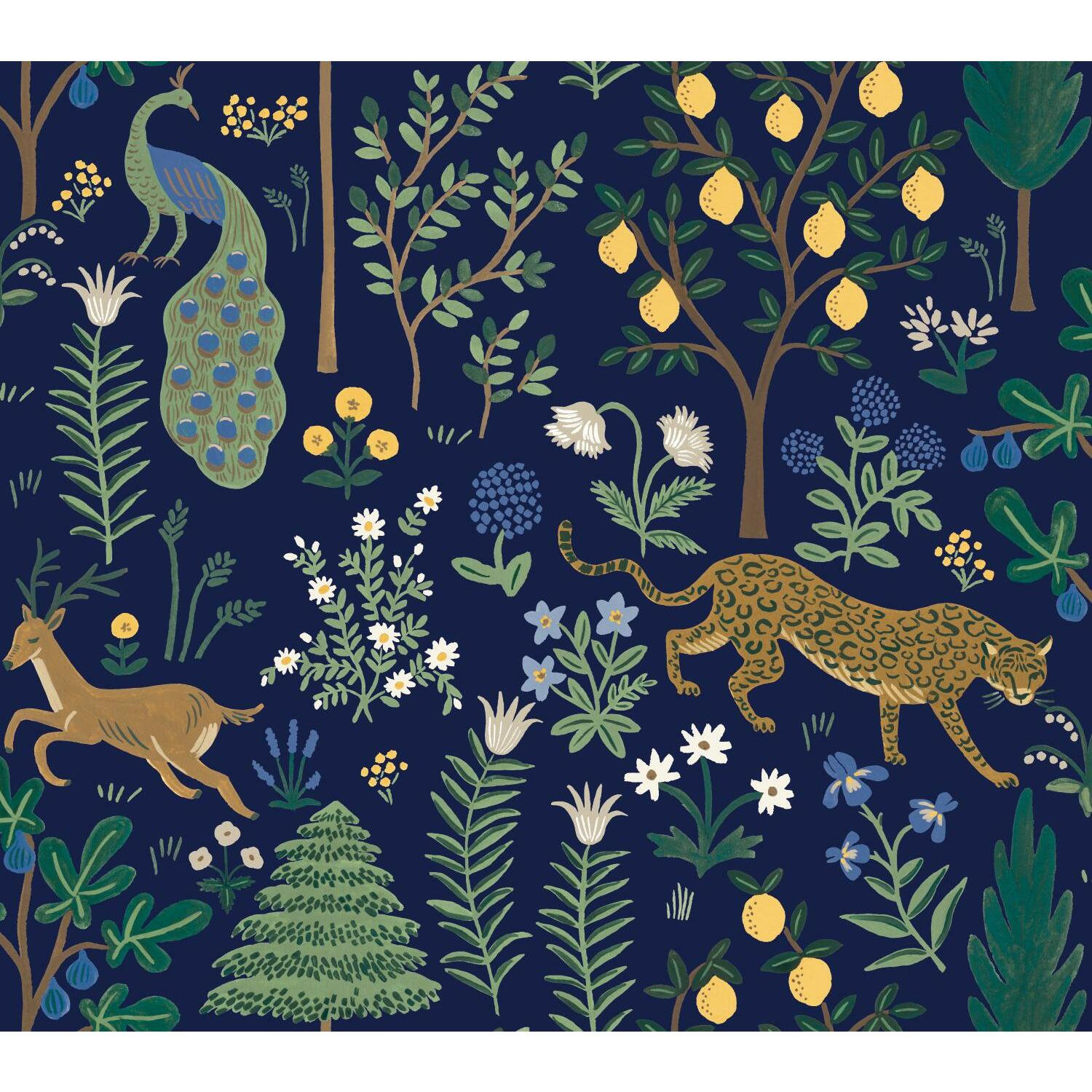 Rifle Paper Co. Menagerie Self-Adhesive Wallpaper, Blue