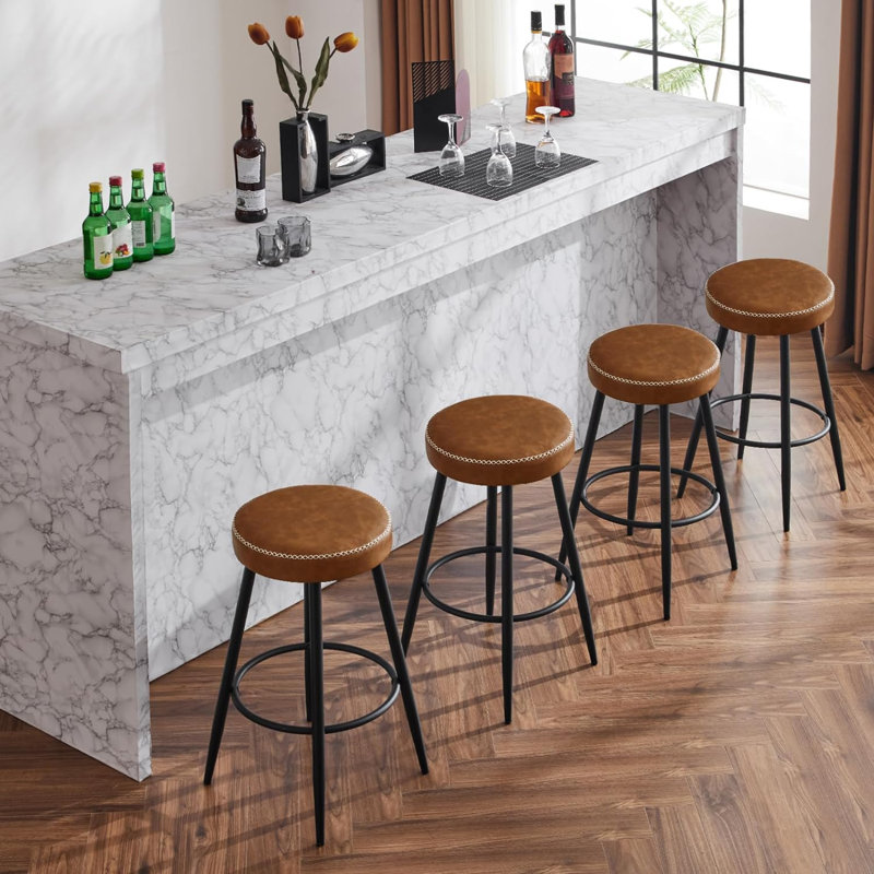 Wienand Upholstered Counter Stool with Metal Frame, Brown