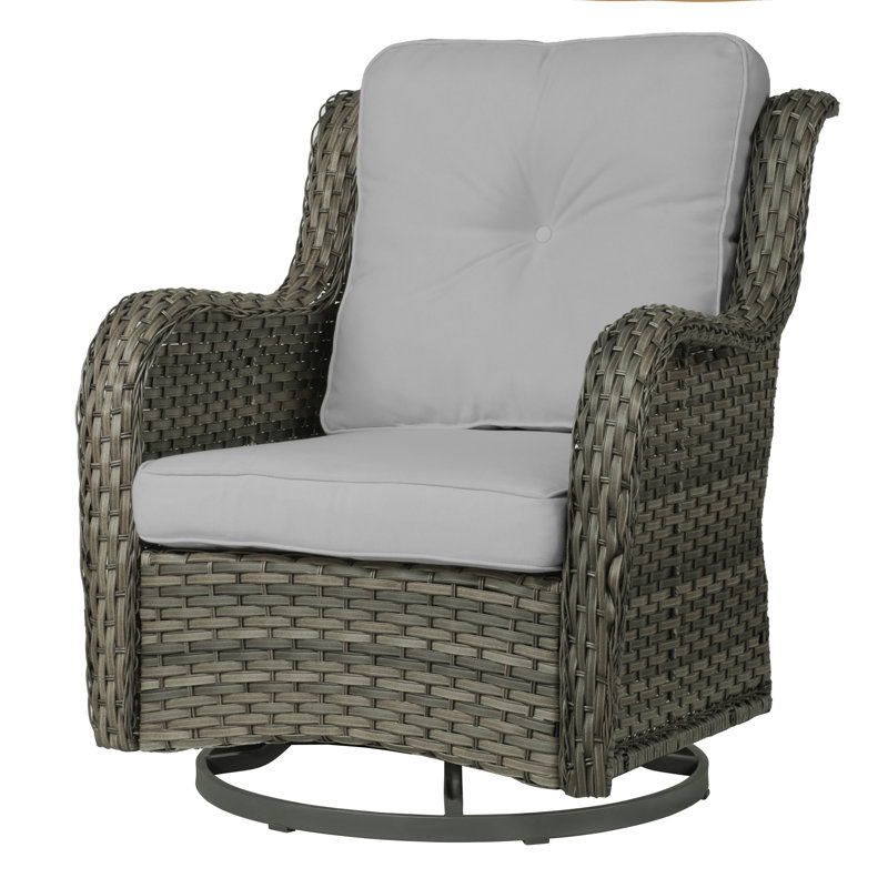 Mapleview Swivel Outdoor Lounge Chair, Light Gray, Gray Brown