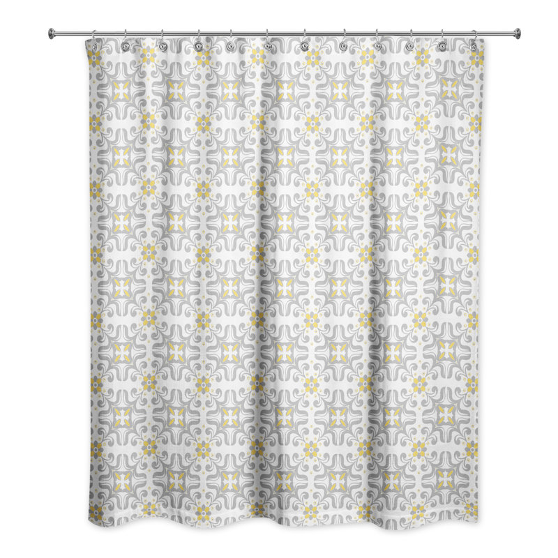 Rideau de douche Langridge, Gris / jaune géométrique 1