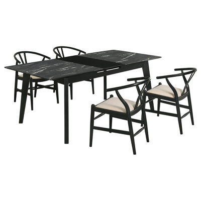Spivey Black 5-Piece Extension Leaf Dining Table Set