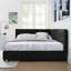 Structure de lit double capitonné capitonné, structure de canapé-lit avec dossier et accoudoirs confortables, lit double pour chambre à coucher, salon, velours, noir (80,5 po x 59 po x 30,5 po)