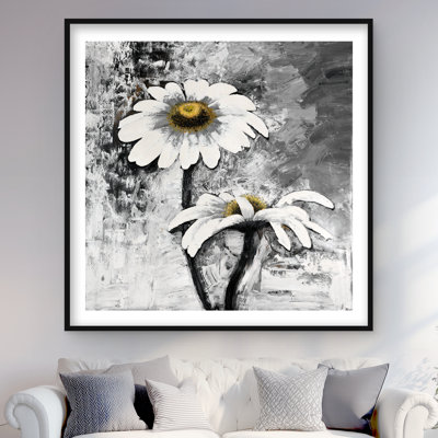 Fleurs de marguerites abstraites - impression florale moderne encadrée
