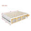 Lit plateforme avec rangement et panneau de rangement en MDF blanc pur avec bibliothèque intégrée à DEL et tiroir pour la chambre à coucher-129423119