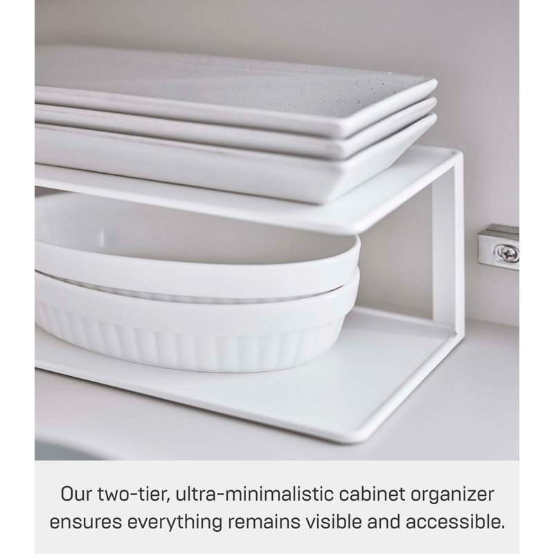 Yamazaki Home Two-Tier Cabinet Organizer, Steel, White