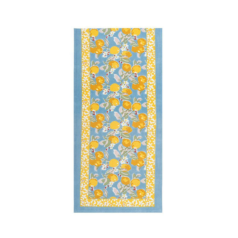 Aazad Tablecloth, Blue/Yellow, 90" L x 16" W