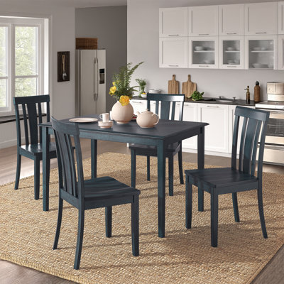 Plympton 4-Person Solid Wood Four-Leg Dining Set