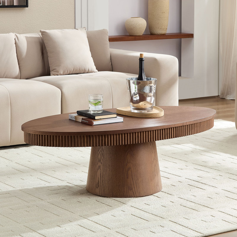 MDF Oval Coffee Table, Walnut
