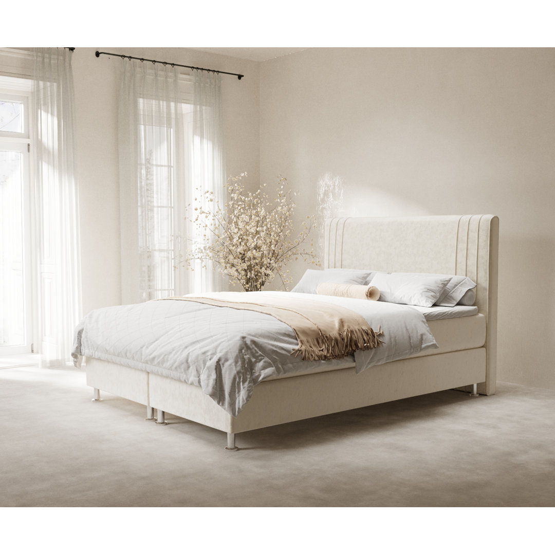 Echtes Boxspringbett Elisio mit Zwei Matratzen und Topper