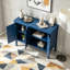 Buffet de rangement réglable avec 3 poignées rétro en métal et 4 pieds en pin-129681727