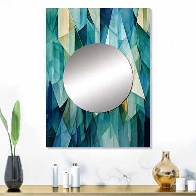 Zubin bleu sarcelle Tessellations - miroir mural décoratif formes abstraites, grand miroir moderne, impression d'art en métal