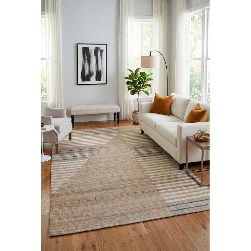Aquila Geometric Area Rug in Ivory Natural, Rectangle 8' x 10'