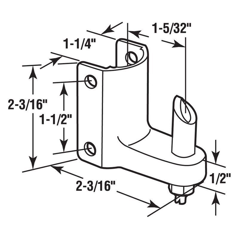 Charnière pivotante à fixation sur poteau, 1-1 / 4 po, Zamak, chrome, deux pintles, fond (paquet simple)