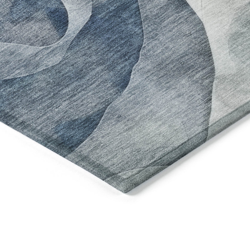 Machine Washable Indoor/Outdoor Claudian ACN1620 Blue Rug, Rectangle 8' x 10'