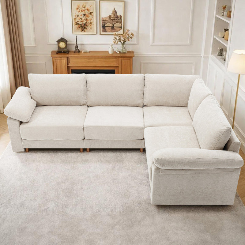 Canapé modulaire moderne pour le salon, Chenille beige
