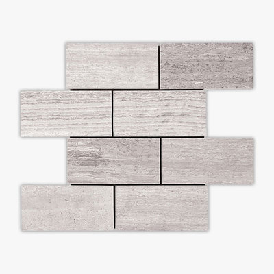 Athens Grey Light Honed 3x6 Brick Limestone Mosaic