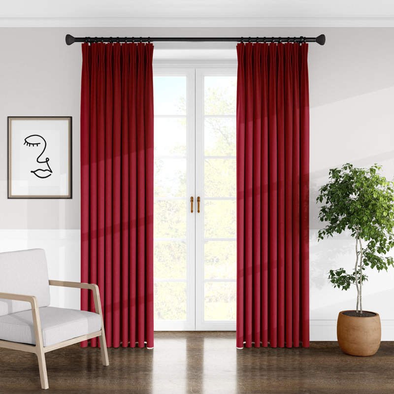Alia Velvet Solid Color Pinch Pleat Curtain Panels, 40" W x 132" L, Aloe