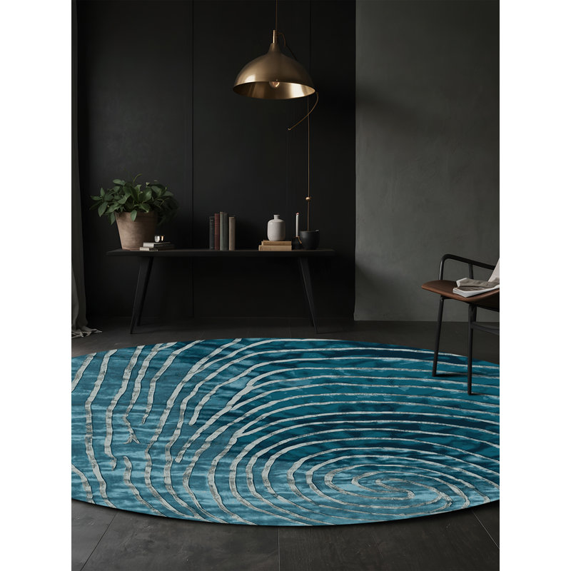 Machine Washable Gray Area Rug, Round 8'