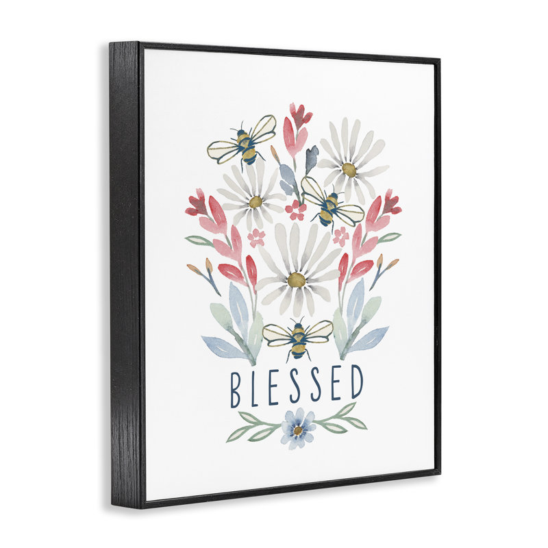 «Blessed Floral Sprig», estampe numérique par Blue Chair Blessing, Giclée encadrée noir minuit, H 14 po x l 11 po